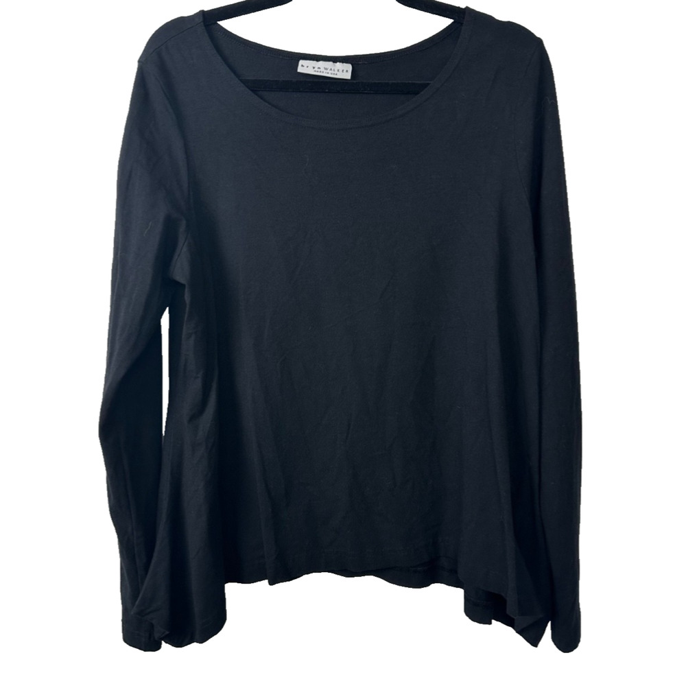 Bryn Walker Black Tunic Bamboo Organic Cotton Tunic Top Oversized Size M A5